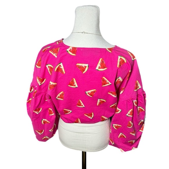 Color Me Courtney Emily Wrap Top Pink Watermelon Designer Blouse Womens Sz XS - Picture 7 of 13